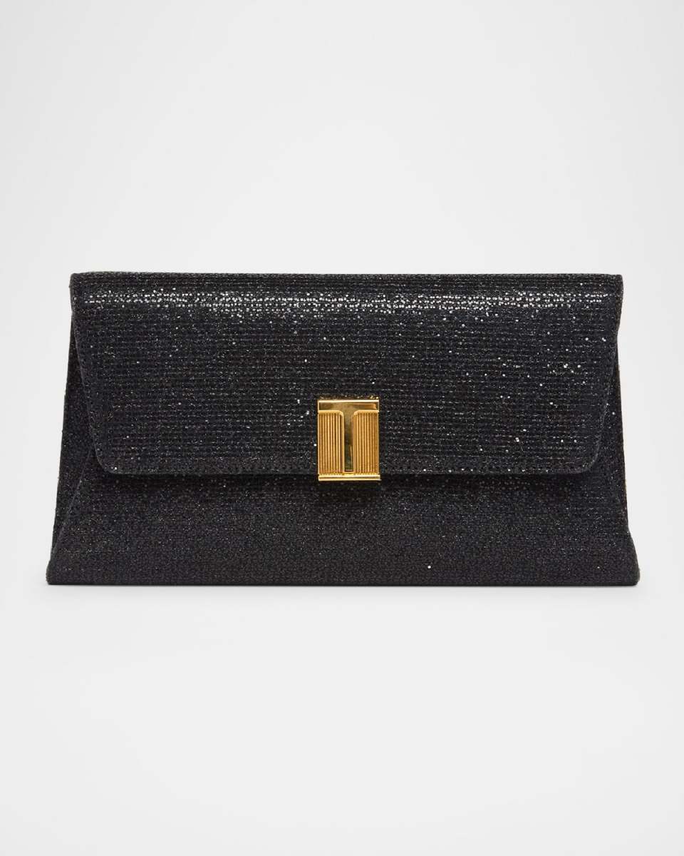 Nobile Flap Clutch Bag in Glitter Textured Fabric